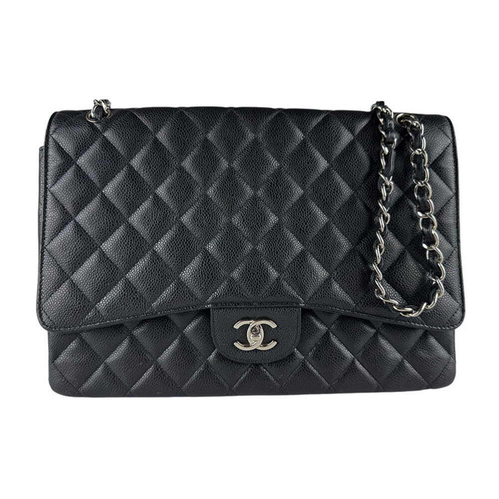 Chanel CHANEL Shoulder Bag, Large Matelassé, Caviar Leather, Black/Silver, Wo...